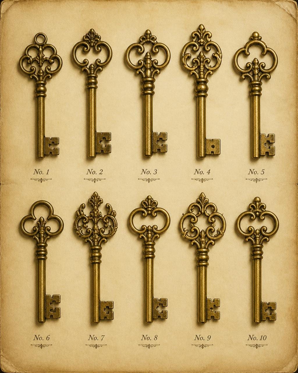 Vintage Ornate Skeleton Key Set